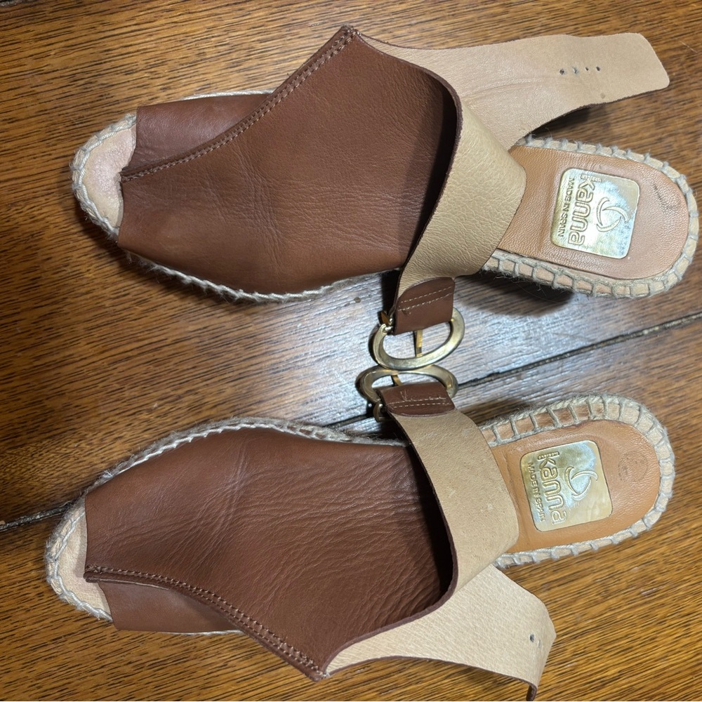 Kanna Brown and Tan Espadrille Sandals